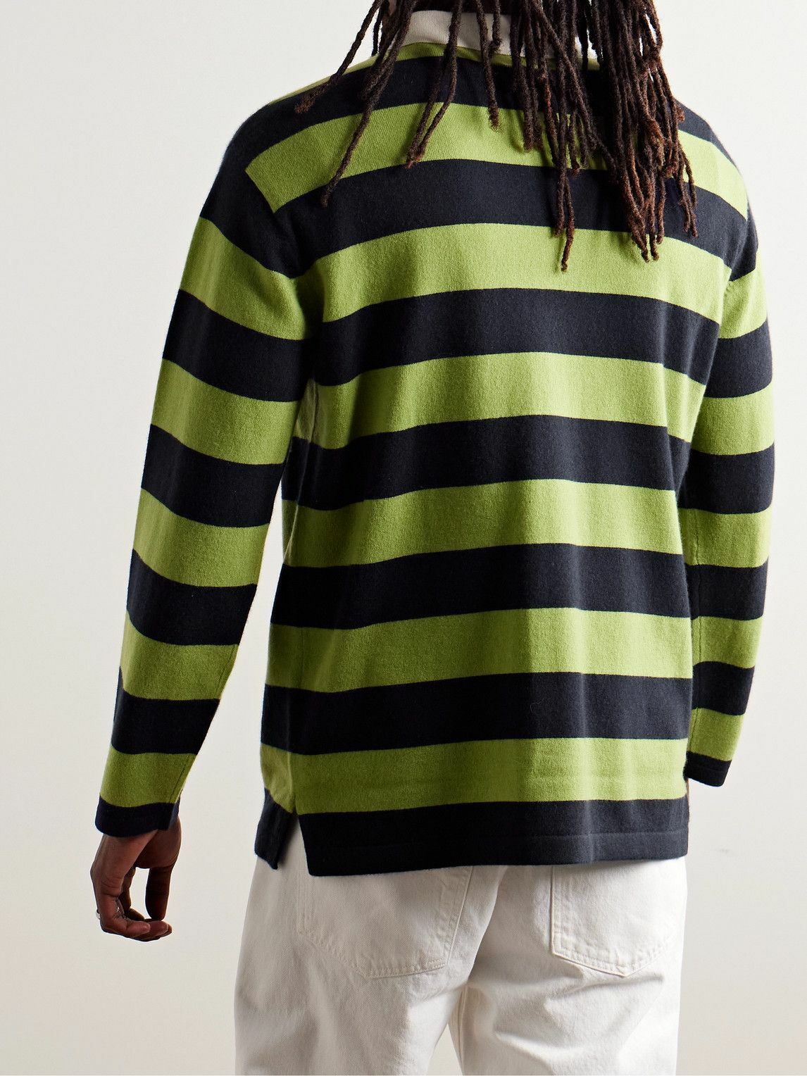 Guest In Residence - Rugby Striped Cashmere Polo Shirt - Green