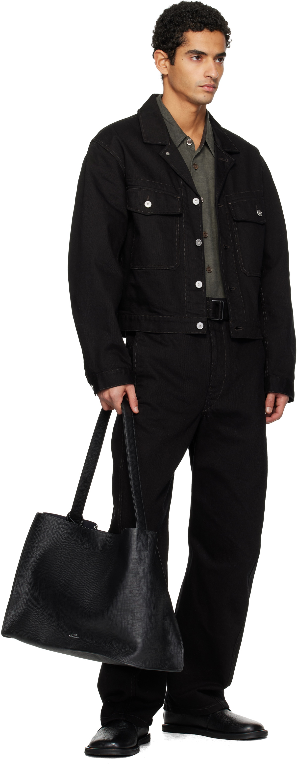 Studio Nicholson Black Doublet Leather Tote