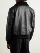 SAINT LAURENT - Shearling-Trimmed Full-Grain Leather Jacket - Black