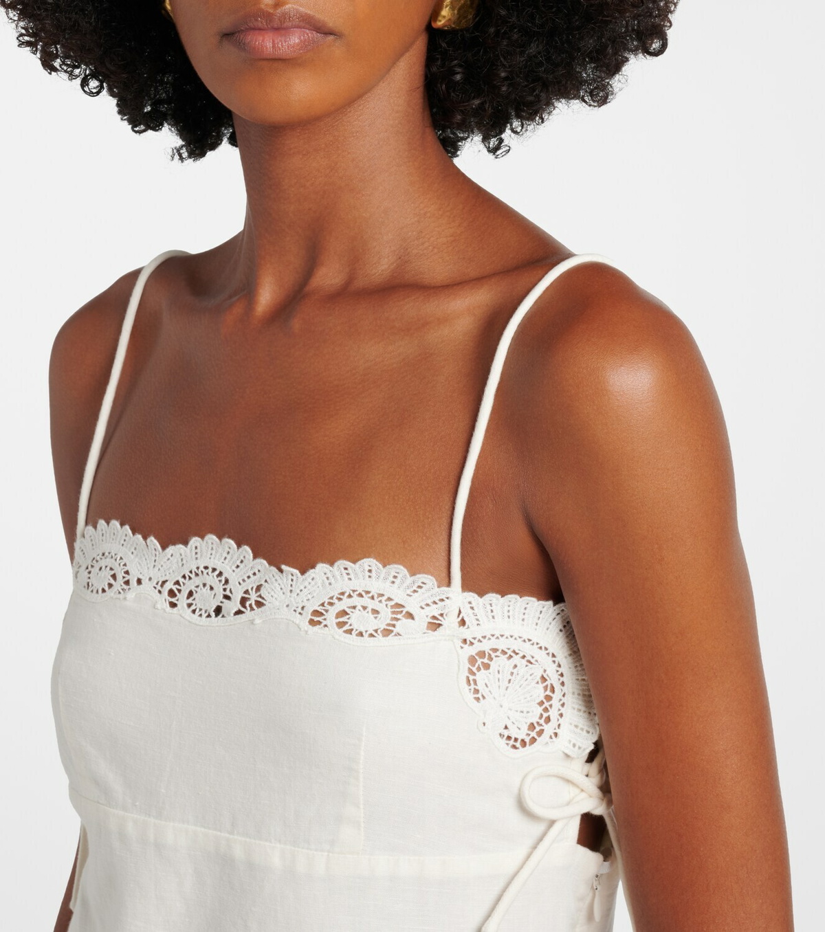 Posse Darya embroidered linen and cotton midi dress
