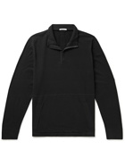 James Perse - Mélange Cotton-Blend Jersey Half-Zip Sweatshirt - Black