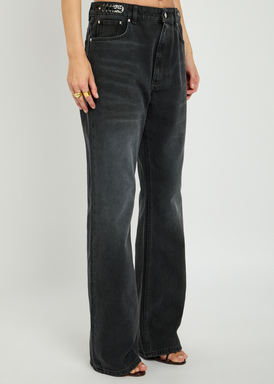 Rabanne Chain-embellished Straight-leg Jeans Black