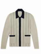 Mr P. - Milano Pinstriped Cotton Cardigan - Gray