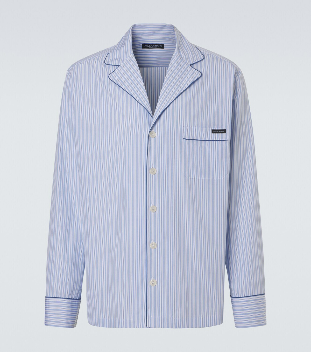 Dolce&Gabbana Striped cotton and silk poplin pajama shirt