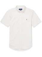 Polo Ralph Lauren - Slim-Fit Button-Down Collar Logo-Embroidered Cotton-Chambray Shirt - White