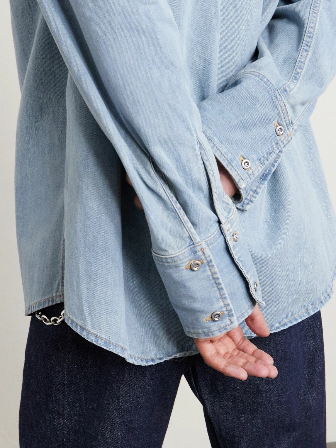 424 - HOORSENBUHS Two-Tone Denim Shirt - Blue