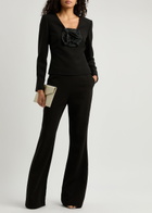 Roland Mouret Flared-leg Crepe Trousers Black