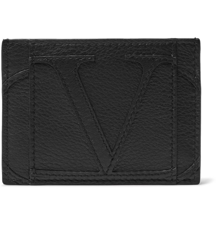 Photo: Valentino - Logo-Appliquéd Full-Grain Leather Cardholder - Black