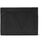 Valentino - Logo-Appliquéd Full-Grain Leather Cardholder - Black