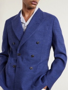 Paul Smith - Wool, Linen and Silk-Blend Double-Breasted Blazer - Blue