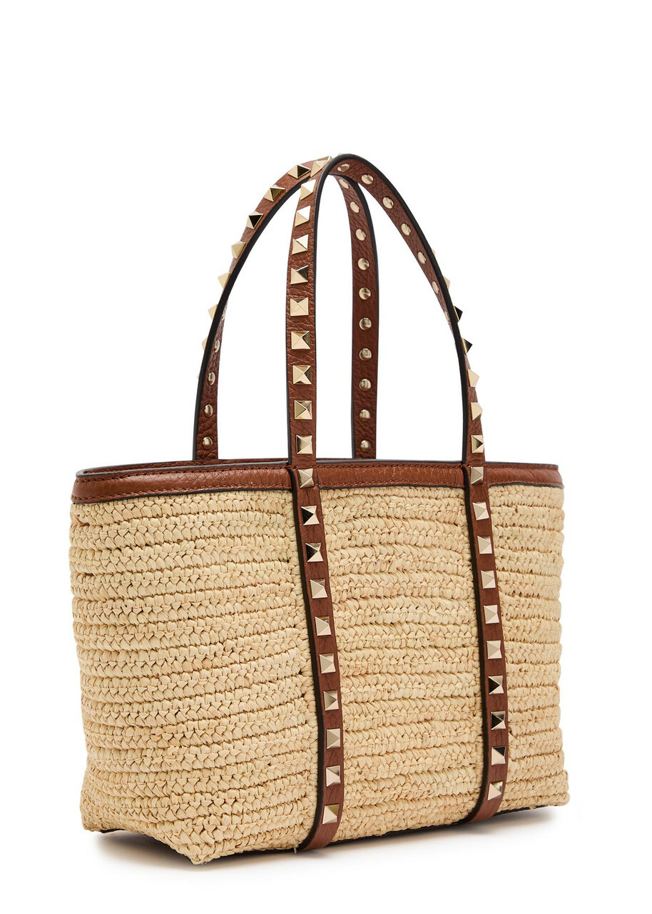 Valentino Garavani Mini Rockstud Raffia Tote bag - Natural - One Size