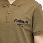 Alexander McQueen Men's Graffiti Logo Polo Shirt in Deep Khaki