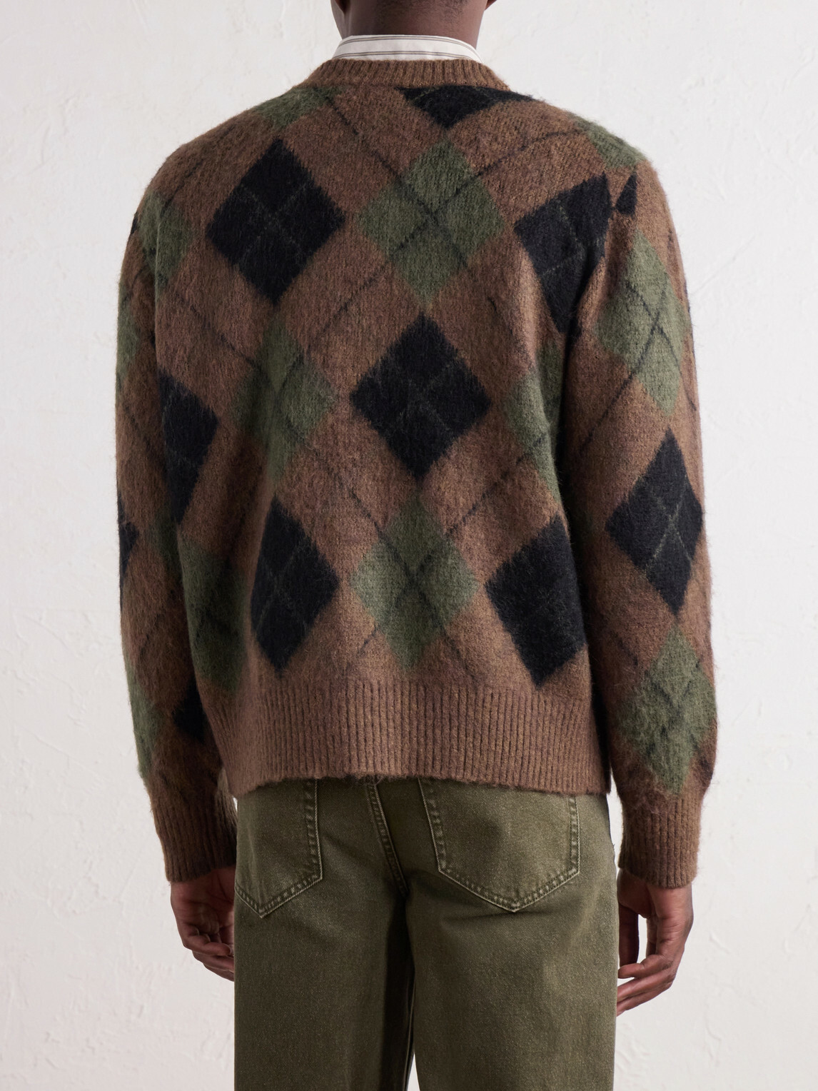Corridor - Brushed Argyle Jacquard-Knit Cardigan - Brown