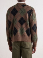 Corridor - Brushed Argyle Jacquard-Knit Cardigan - Brown