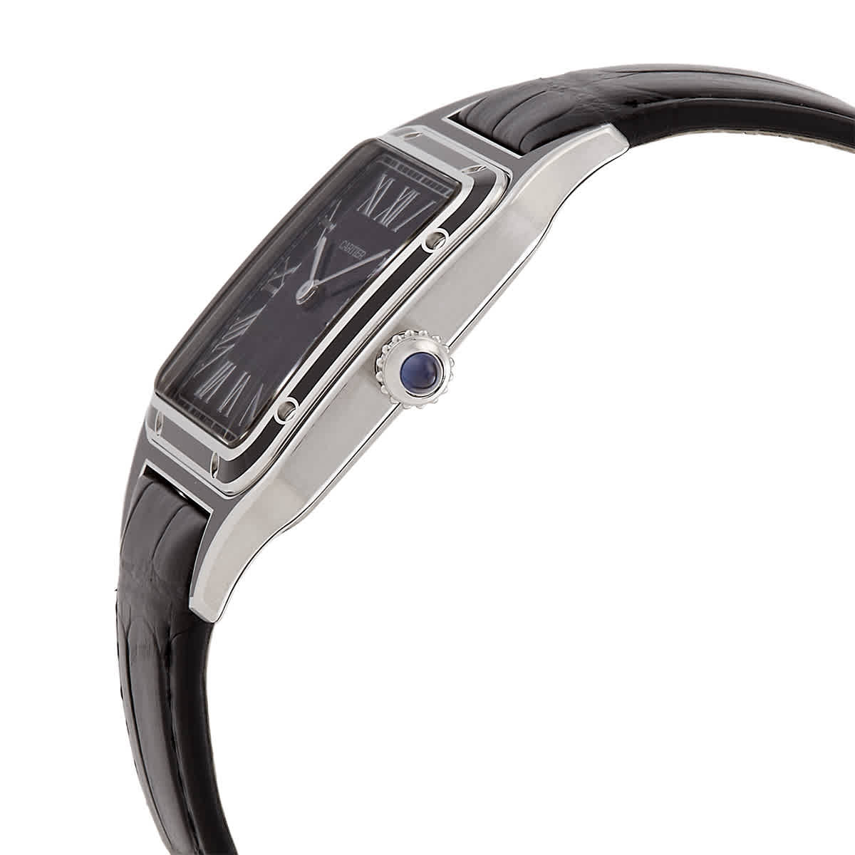 Cartier Santos-Dumont Lacquer Large Model Hand Wind Black Dial Mens Watch WSSA0046