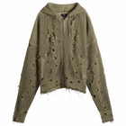 Thug Club Men's Distressed Knitted Hoodie in Beige