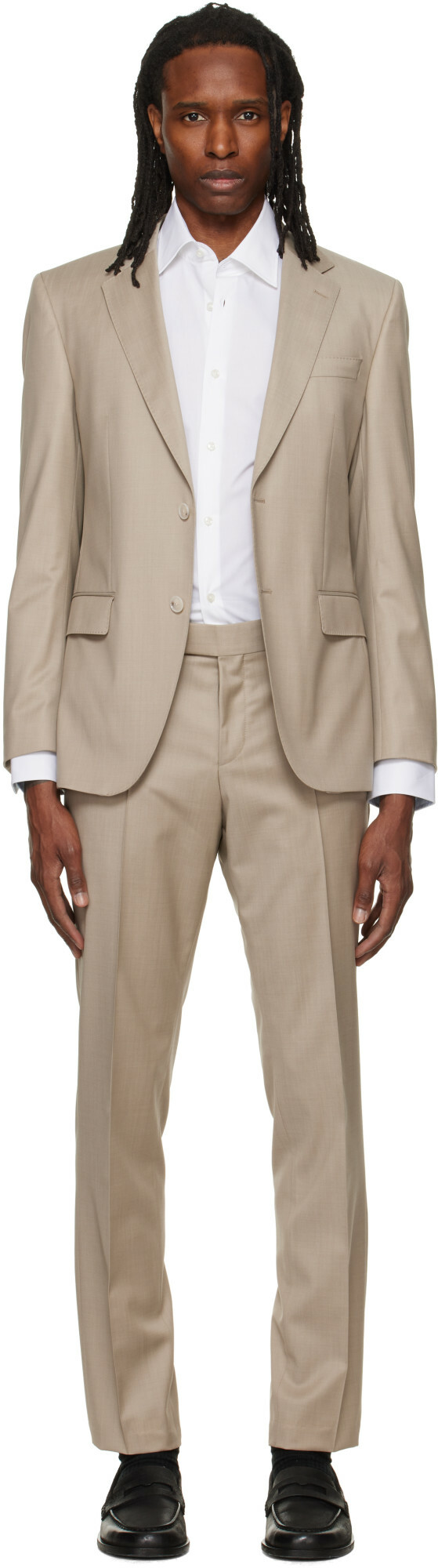 BOSS Beige Single-Breasted Suit