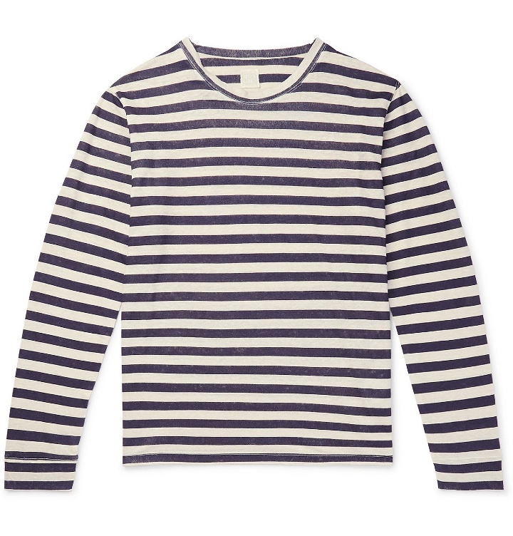 Photo: 120% - Striped Linen T-Shirt - Blue