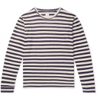 120% - Striped Linen T-Shirt - Blue