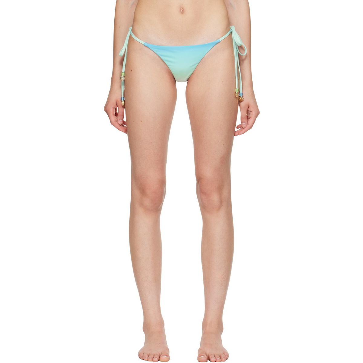 Casablanca Blue & Green Gradient String Beaded Bikini Bottom