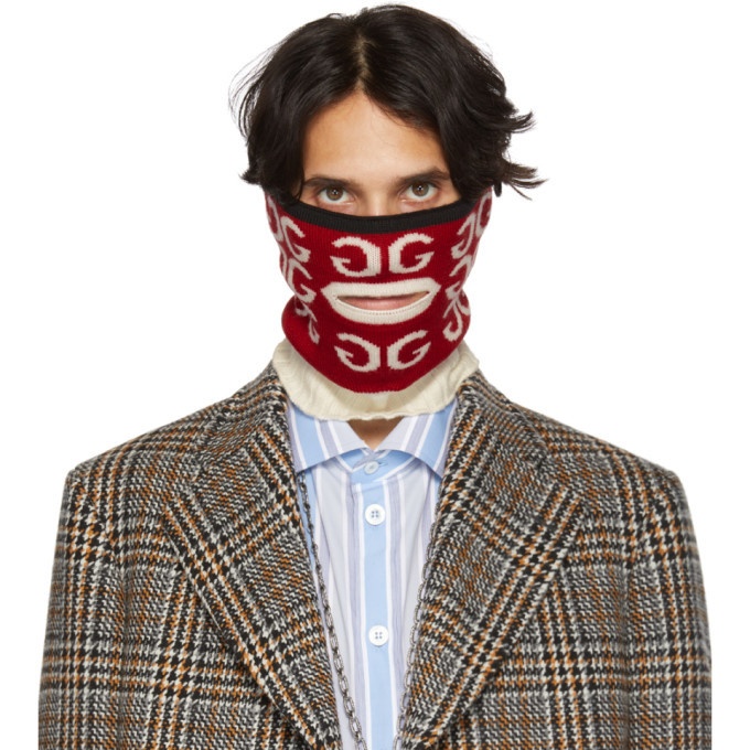 Photo: Gucci Red and White Mouth Opening Neck Warmer
