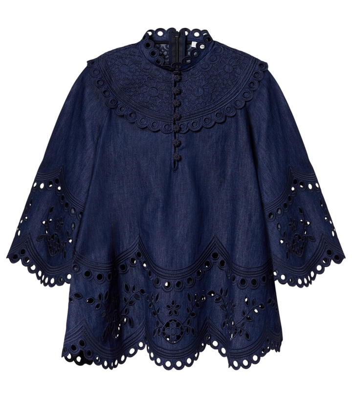 Photo: Zimmermann Mahon broderie anglaise denim top