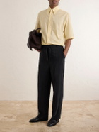 Officine Générale - Nash Wide-Leg Belted Pleated Canvas Trousers - Black