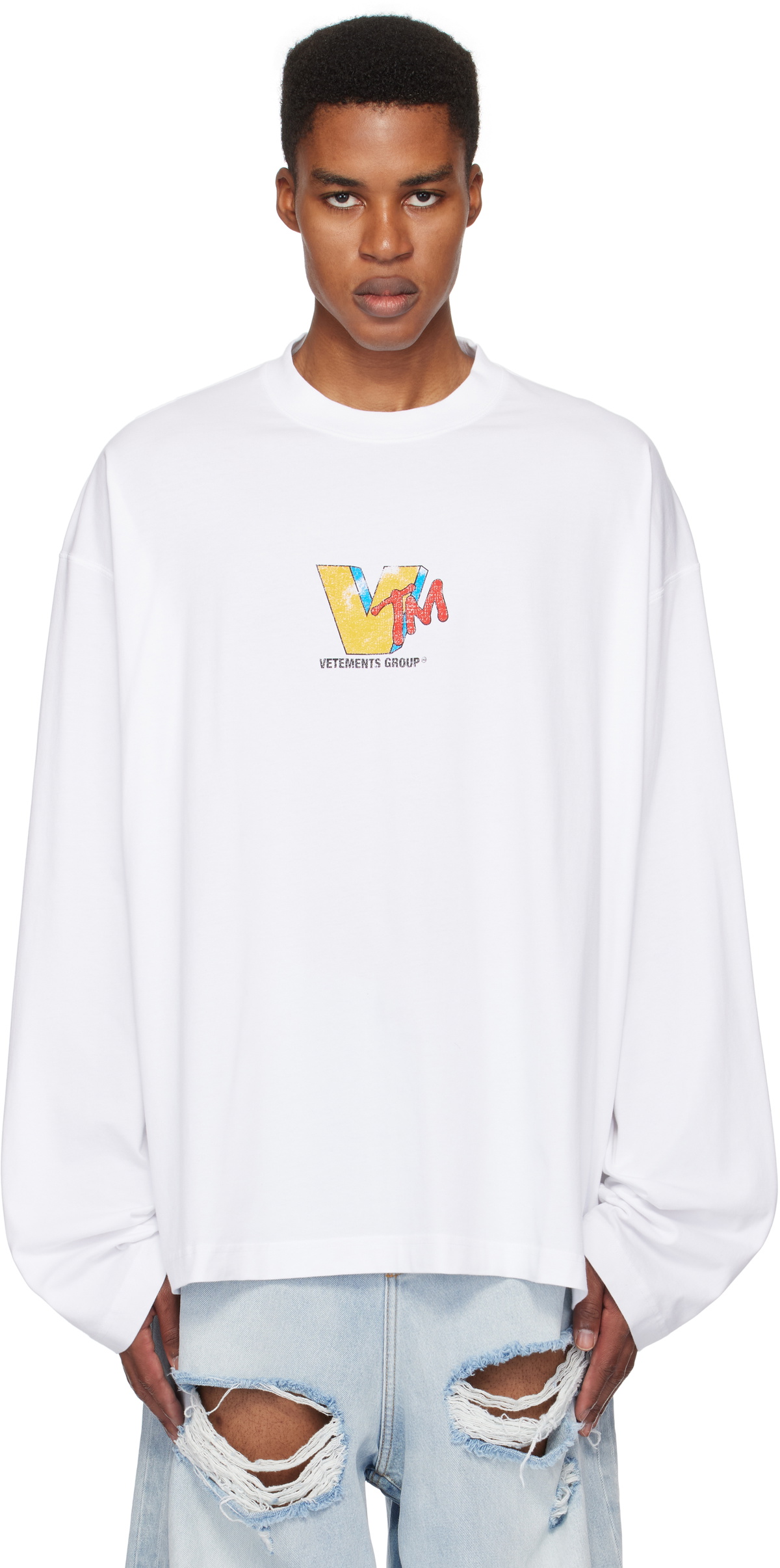 VETEMENTS White 'VTM' Longsleeve T-shirt Vetements