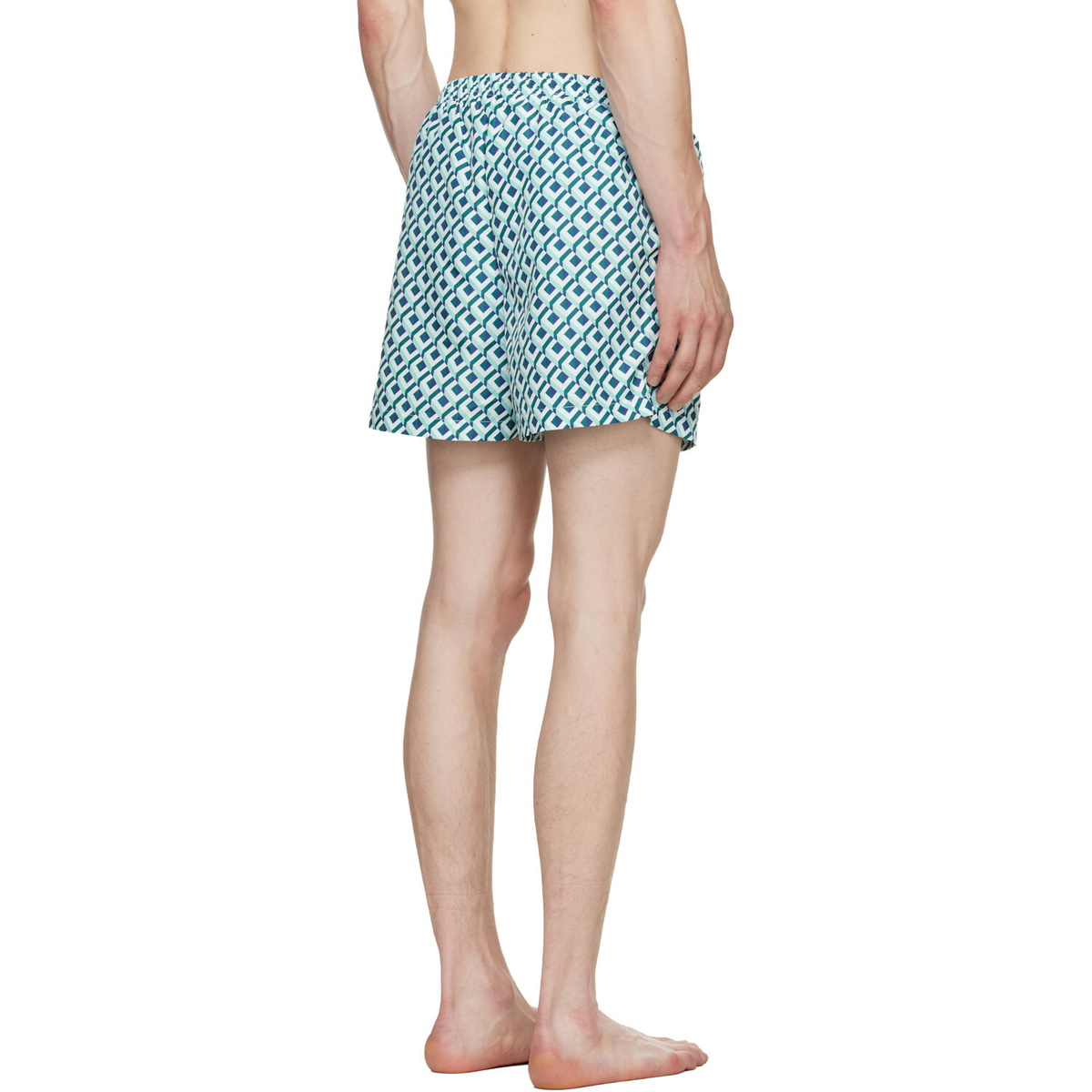 Casablanca White & Green Cubist Monogram Printed Swim Shorts