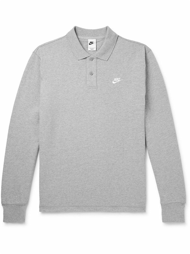 Photo: Nike - Logo-Embroidered Cotton-Jersey Polo Shirt - Gray