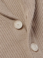 Brunello Cucinelli - Shawl-Collar Ribbed Cotton Cardigan - Neutrals
