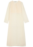 Tory Burch Pintucked Linen and Silk-blend Kaftan Ivory