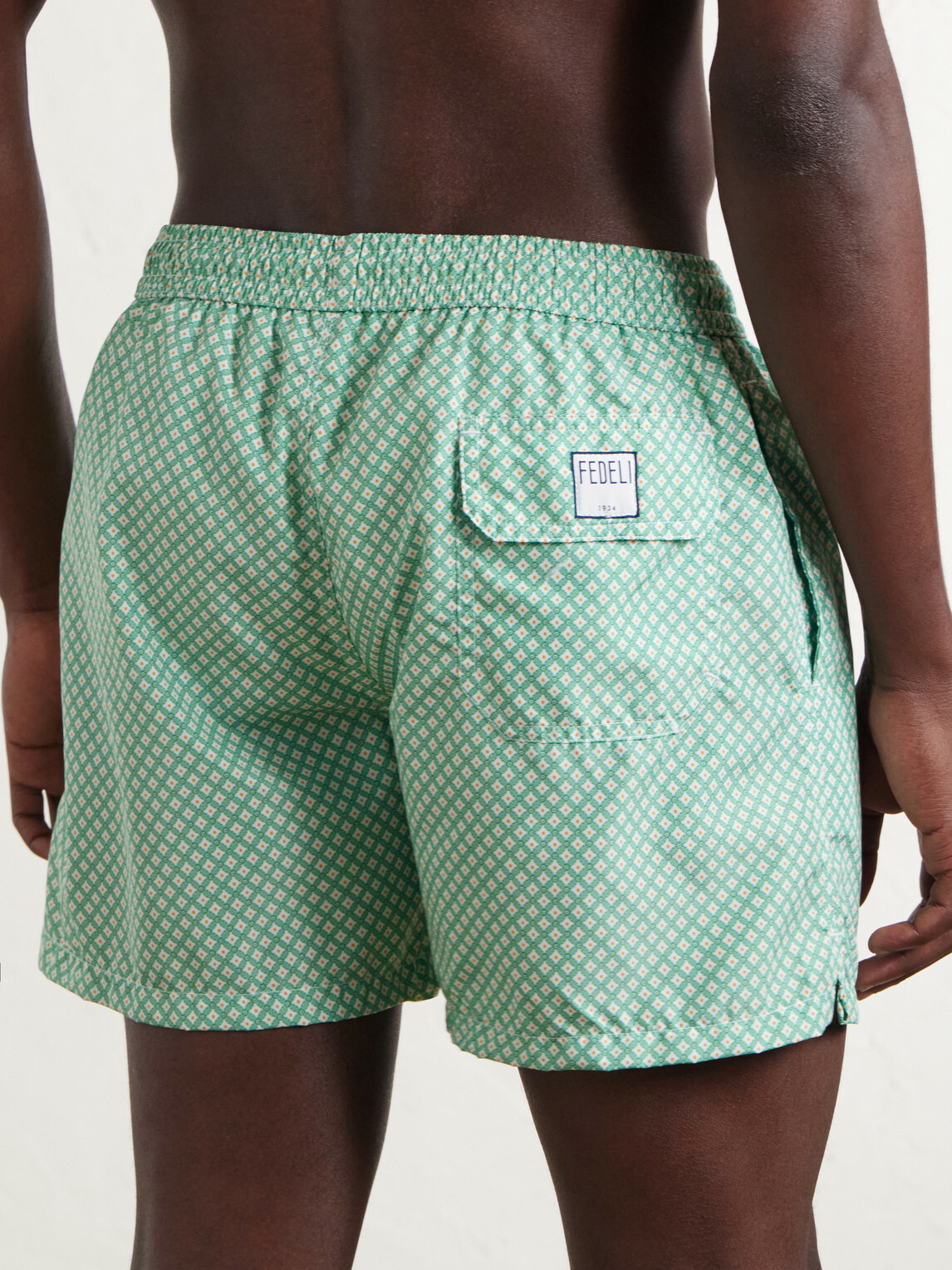 FEDELI - Madeira Straight-Leg Mid-Length Printed Swim Shorts - Green