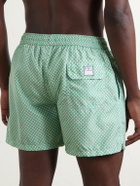 FEDELI - Madeira Straight-Leg Mid-Length Printed Swim Shorts - Green