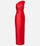 Solace London Kira draped one-shoulder satin maxi dress