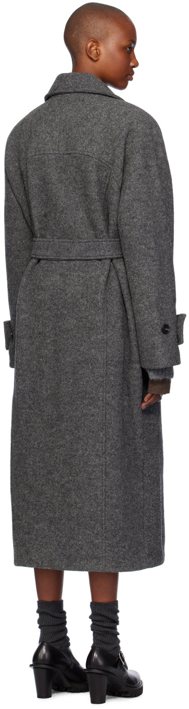 OPEN YY Gray Wool High-Neck Cocoon Coat OPEN YY