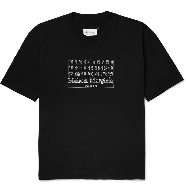 Photo: Maison Margiela - Logo-Print Cotton-Jersey T-Shirt - Black