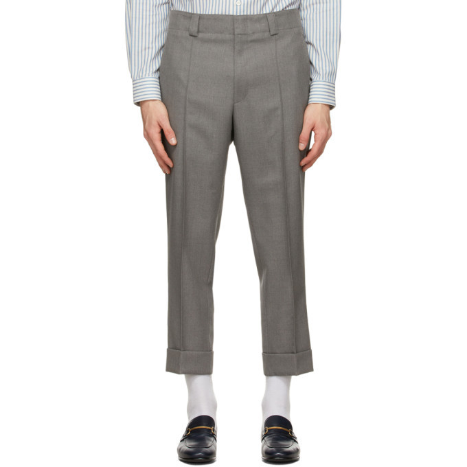 Z Zegna Grey Wool Pleated Trousers Z Zegna