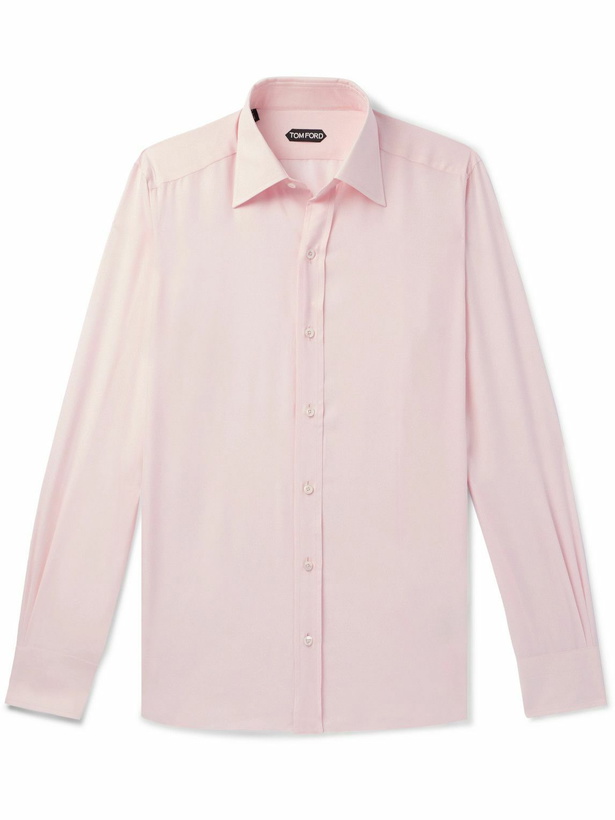 Photo: TOM FORD - Cutaway-Collar Silk-Poplin Shirt - Pink