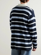 Guest In Residence - Striped Cashmere Polo Shirt - Blue