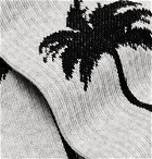 Palm Angels - Intarsia Mélange Stretch Cotton-Blend Socks - Gray