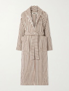 TEKLA - Belted Striped Organic Cotton-Terry Robe - Neutrals