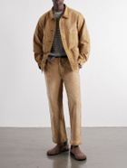 Auralee - Straight-Leg Garment-Dyed Cotton-Moleskin Trousers - Brown