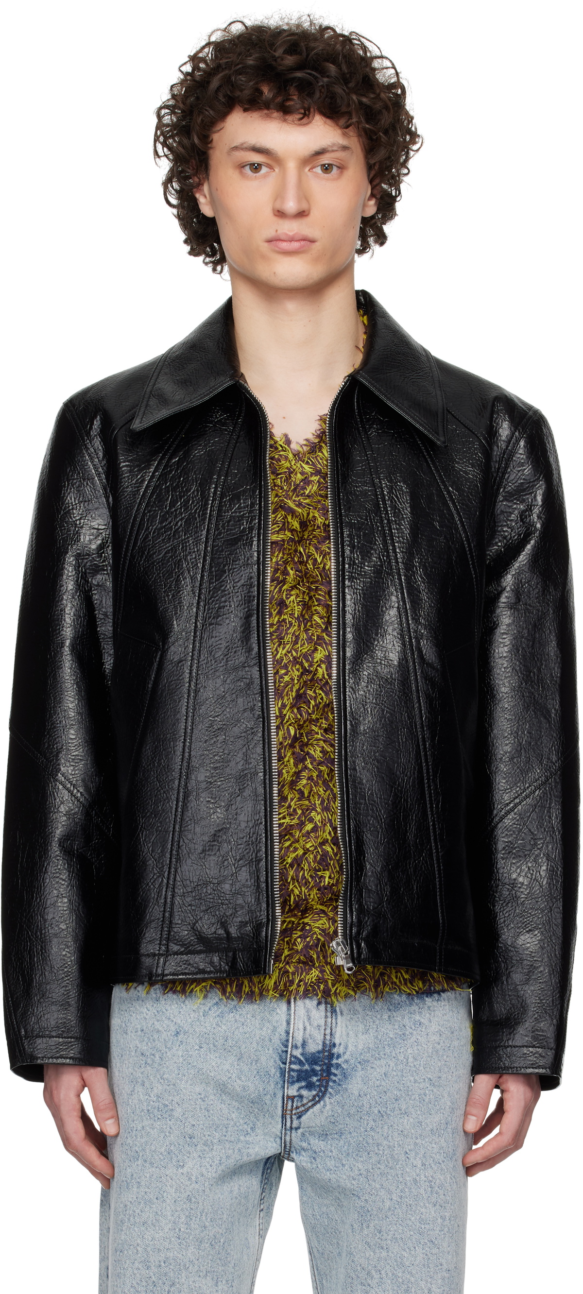 Sefr Black Faux-Leather Truth Jacket Séfr