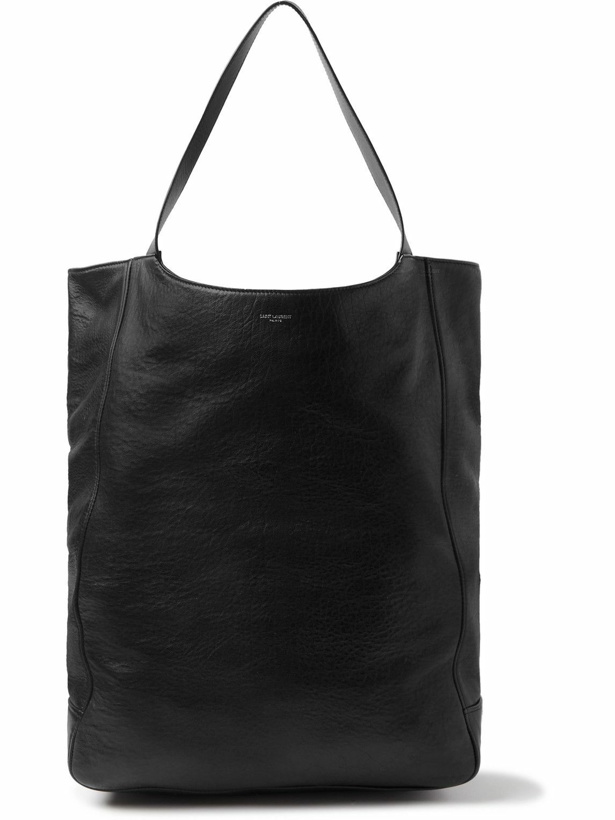 Photo: SAINT LAURENT - Logo-Print Full-Grain Leather Tote Bag