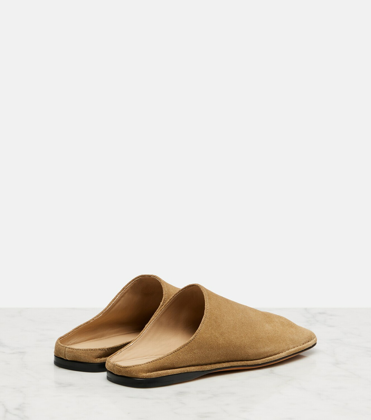 The Row Piper suede slides