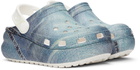 Crocs Kids White & Blue Classic Cutie Denim Clogs