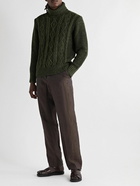 Inis Meáin - Cable-Knit Donegal Merino Wool and Cashmere-Blend Rollneck Sweater - Green