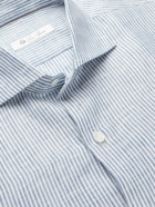 Loro Piana - Albert Slim-Fit Cutaway-Collar Striped Linen Shirt - Blue