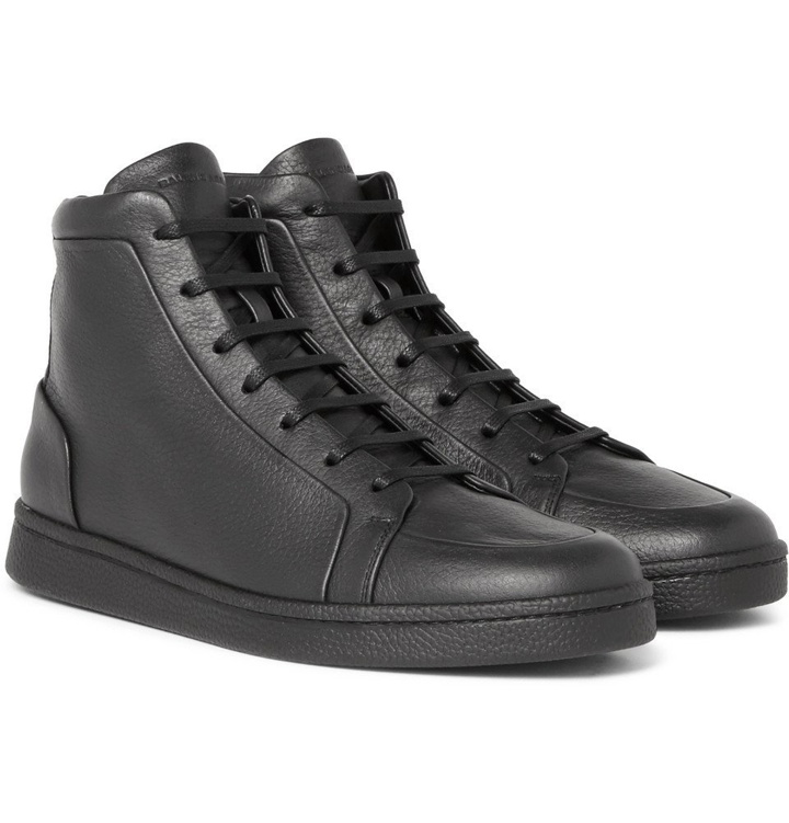 Photo: Balenciaga - Urban High Textured-Leather High-Top Sneakers - Men - Black